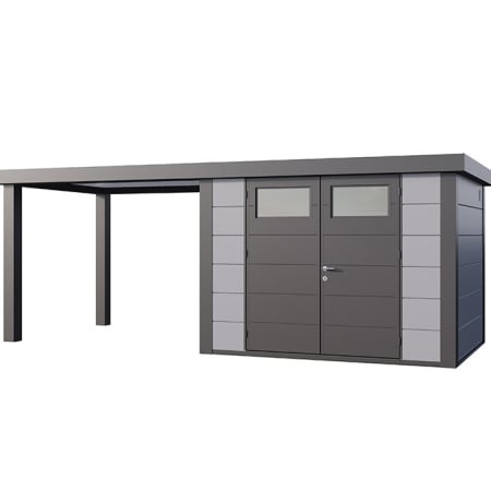 Abri de Jardin ELEGANTO 3024 lounge L ouvert G - Fa&ccedil;ade L.298 x l.238 cm - lounge L.284 x l.258 cm - 7,1 m&sup2; et 6,8 m&sup2;