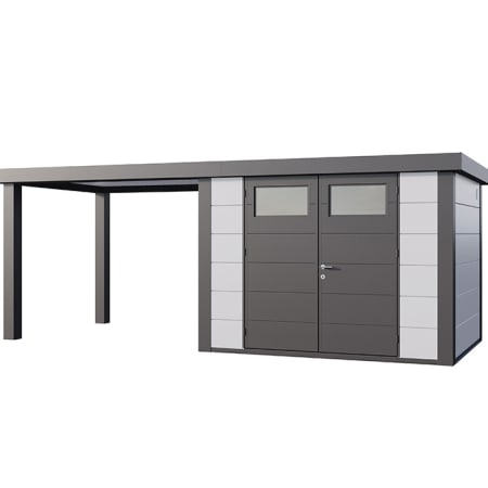 Abri de Jardin ELEGANTO 3024 lounge L ouvert G - Fa&ccedil;ade L.298 x l.238 cm - lounge L.284 x l.258 cm - 7,1 m&sup2; et 6,8 m&sup2;