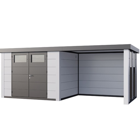 Abri de Jardin ELEGANTO 3024 lounge S ferm&eacute; D fen&ecirc;tre - Fa&ccedil;ade L.298 x l.238 cm - lounge L.284 x l.258 cm - 7,1 m&sup2; et 6,8 m&sup2;
