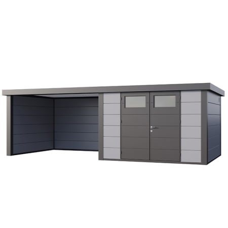 Abri de Jardin ELEGANTO 3030 lounge L ferm&eacute; G - Fa&ccedil;ade L.298 x l.298 cm - lounge L.344 x l.318 cm- 8,9 m&sup2; et 10,2 m&sup2;