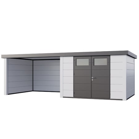 Abri de Jardin ELEGANTO 3030 lounge L ferm&eacute; G - Fa&ccedil;ade L.298 x l.298 cm - lounge L.344 x l.318 cm- 8,9 m&sup2; et 10,2 m&sup2;