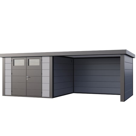 Abri de Jardin ELEGANTO 3030 lounge L ferm&eacute; D - Fa&ccedil;ade L.298 x l.298 cm - lounge L.344 x l.318 cm - 8,9 m&sup2; et 10,2 m&sup2;