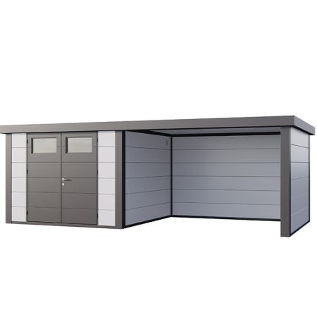 Abri de Jardin ELEGANTO 3030 lounge L ferm&eacute; D - Fa&ccedil;ade L.298 x l.298 cm - lounge L.344 x l.318 cm - 8,9 m&sup2; et 10,2 m&sup2;