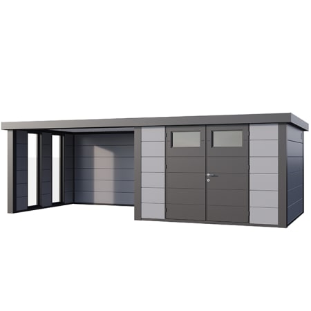 Abri de Jardin ELEGANTO 3030 lounge L ferm&eacute; G fen&ecirc;tres - Fa&ccedil;ade L.298 x l.298 cm - lounge L.344 x l.318 cm- 8,9 m&sup2; et 10,2 m&sup2;