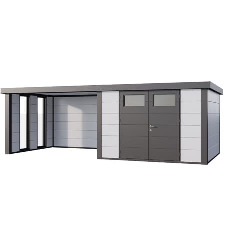 Abri de Jardin ELEGANTO 3030 lounge L ferm&eacute; G fen&ecirc;tres - Fa&ccedil;ade L.298 x l.298 cm - lounge L.344 x l.318 cm- 8,9 m&sup2; et 10,2 m&sup2;