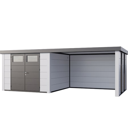Abri de JardinELEGANTO 3030lounge L ferm&eacute; Dfen&ecirc;tres - Fa&ccedil;ade L.298 x l.298 cm - lounge L 344 x l 318 cm- 8,9 m&sup2; et 10,2 m&sup2;