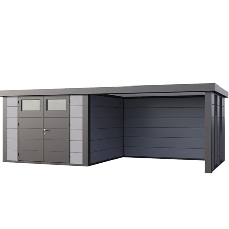 Abri de JardinELEGANTO 3030lounge L ferm&eacute; Dfen&ecirc;tres - Fa&ccedil;ade L.298 x l.298 cm - lounge L 344 x l 318 cm- 8,9 m&sup2; et 10,2 m&sup2;