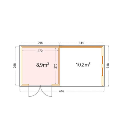 Abri de JardinELEGANTO 3030lounge L fermé Dfenêtres - Façade L.298 x l.298 cm - lounge L 344 x l 318 cm- 8,9 m² et 10,2 m² Abri de JardinELEGANTO 3030lounge L fermé Dfenêtres - Façade L.298 x l.298 cm - lounge L 344 x l 318 cm- 8,9 m² et 10,2 m²