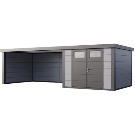 Abri de JardinELEGANTO 3030lounge ext L ferm&eacute; G - Fa&ccedil;ade L.298 x l.298 cm - lounge L 464 x l 318 cm- 8,9 m&sup2; et 13,8 m&sup2;