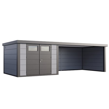 Abri de JardinELEGANTO 3030lounge ext L ferm&eacute; D - Fa&ccedil;ade L.298 x l.298 cm - lounge L 464 x l 318 cm- 8,9 m&sup2; et 13,8 m&sup2;