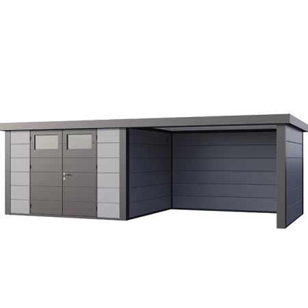 Abri de JardinELEGANTO 3330lounge L ferm&eacute; D - Fa&ccedil;ade L.328 x l.298 cm - lounge L 344 x l 318 cm- 9,8 m&sup2; et 10,2 m&sup2;
