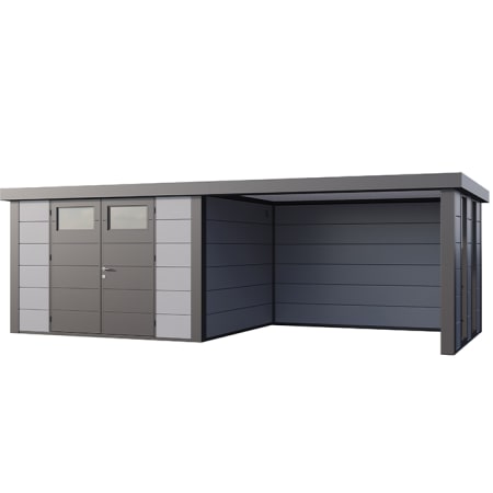 Abri de JardinELEGANTO 3330lounge L ferm&eacute; Dfen&ecirc;tres - Fa&ccedil;ade L.328 x l.298 cm - lounge L 344 x l 318 cm - 9,8 et 10,2 m&sup2;