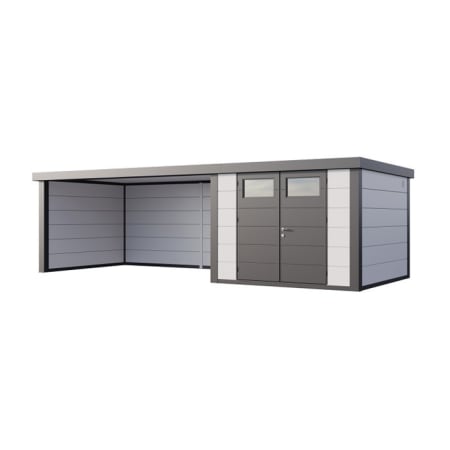 Abri de Jardin ELEGANTO 3330 lounge ext L ferm&eacute; G - Fa&ccedil;ade L.328 x l.298 cm - lounge L.464 x l.318 cm - 9,8 m&sup2; et 13,8 m&sup2;