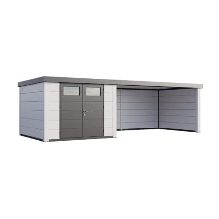 Abri de Jardin ELEGANTO 3330 lounge ext L ferm&eacute; D - Fa&ccedil;ade L.328 x l.298 cm - lounge L.464 x l.318 cm - 9,8 m&sup2; et 13,8 m&sup2;
