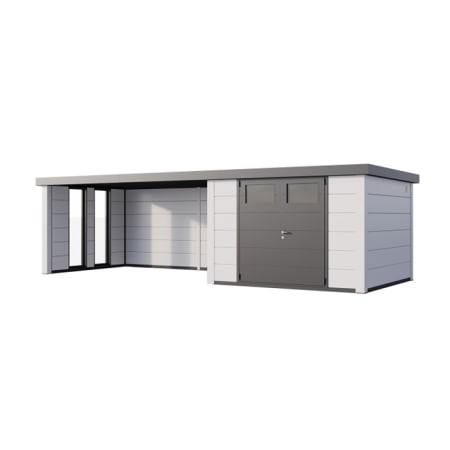Abri de Jardin ELEGANTO 3330 lounge ext L ferm&eacute; G fen&ecirc;tres - Fa&ccedil;ade L.328 x l.298 cm - lounge L.464 x l.318 cm- 9,8 et 13,8 m&sup2;