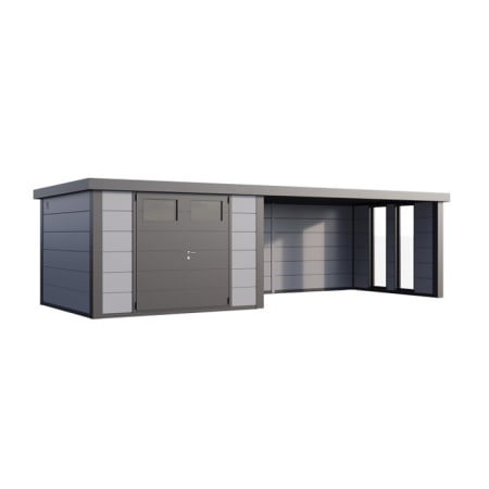 Abri de Jardin ELEGANTO 3330 lounge ext L ferm&eacute; D fen&ecirc;tres - Fa&ccedil;ade L.328 x l.298 cm - lounge L.464 x l.318 cm- 9,8 et 13,8 m&sup2;
