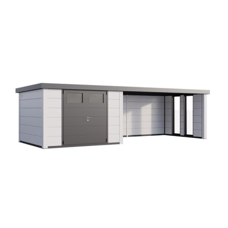 Abri de Jardin ELEGANTO 3330 lounge ext L ferm&eacute; D fen&ecirc;tres - Fa&ccedil;ade L.328 x l.298 cm - lounge L.464 x l.318 cm- 9,8 et 13,8 m&sup2;