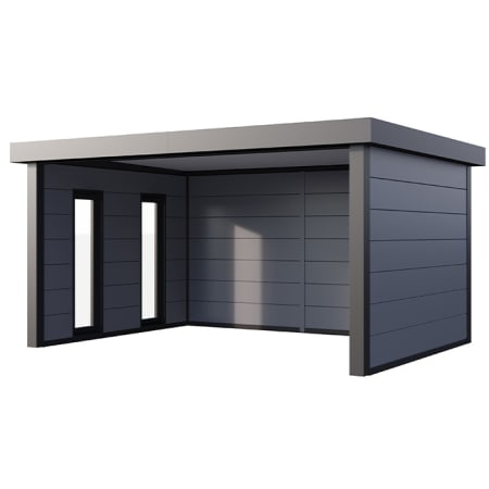 Auvent SINGOLO 4836 2 chassis fixes vitr&eacute;es sur toute la hauteur - Fa&ccedil;ade L.478 x l.358 cm - 17,1 m&sup2;