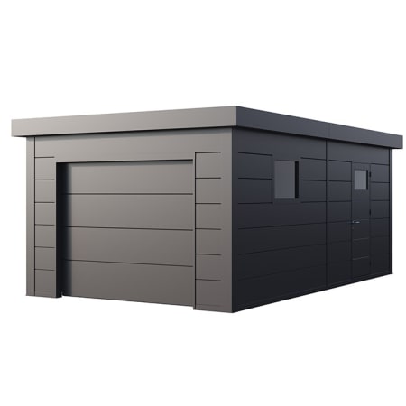 Garage 3663 porte de service et porte sectionnelle motorisée - Façade L.628 x l.358 cm - 22,5 m² Garage 3663 porte de service et porte sectionnelle motorisée - Façade L.628 x l.358 cm - 22,5 m²