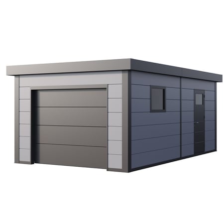 Garage 3663 porte de service et porte sectionnelle motorisée - Façade L.628 x l.358 cm - 22,5 m² Garage 3663 porte de service et porte sectionnelle motorisée - Façade L.628 x l.358 cm - 22,5 m²