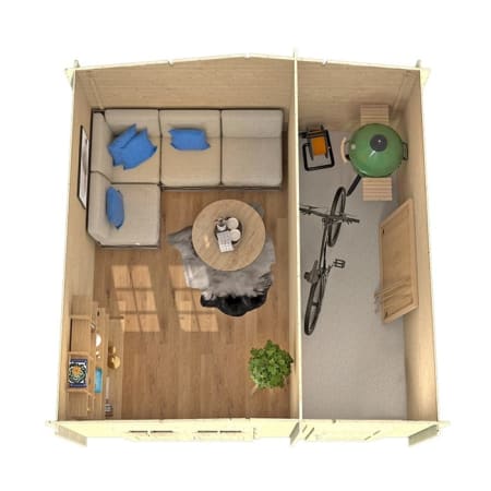 Abri de Jardin - 380x380 cm - 2 espaces + cloison - 12,60 m² Abri de Jardin - 380x380 cm - 2 espaces + cloison - 12,60 m²