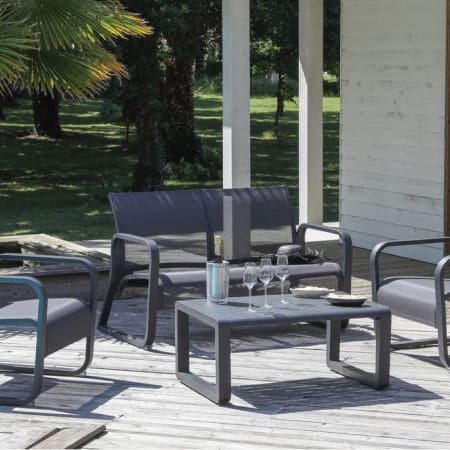 Canap&eacute; de jardin lounge aluminium  - Quenza II - 2 places graphite