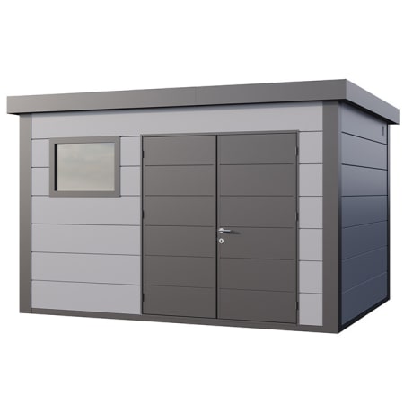 Abri de Jardin ELEGANTO 3930+ ch&acirc;ssis fixe - Fa&ccedil;ade L.388 x l.298 cm - 11,6 m&sup2; gris clair