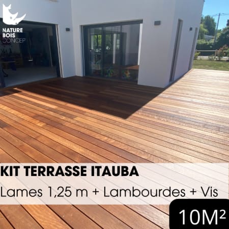 Kit terrasse complet - ITAUBA - Ep.21 mm x l.145 mm - L.1,25 m - À partir de 10 m² Kit terrasse complet - ITAUBA - Ep.21 mm x l.145 mm - L.1,25 m - À partir de 10 m²