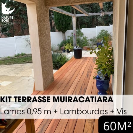 Kit terrasse complet - MUIRACATIARA / TIGER WOOD - Ep.21 mm x l.145 mm - L.0,95 m - À partir de 10 m² Kit terrasse complet - MUIRACATIARA / TIGER WOOD - Ep.21 mm x l.145 mm - L.0,95 m - À partir de 10 m²