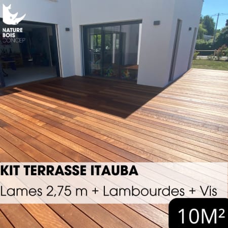 Kit terrasse complet - ITAUBA - Ep.21 mm x l.145 mm - L.2,75 m - À partir de 10 m² Kit terrasse complet - ITAUBA - Ep.21 mm x l.145 mm - L.2,75 m - À partir de 10 m²