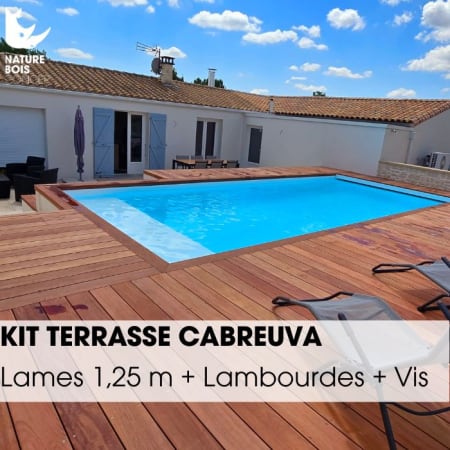 Kit terrasse complet - CABREUVA - Ep.21 mm x l.145 mm - L.1,25 m Kit terrasse complet - CABREUVA - Ep.21 mm x l.145 mm - L.1,25 m