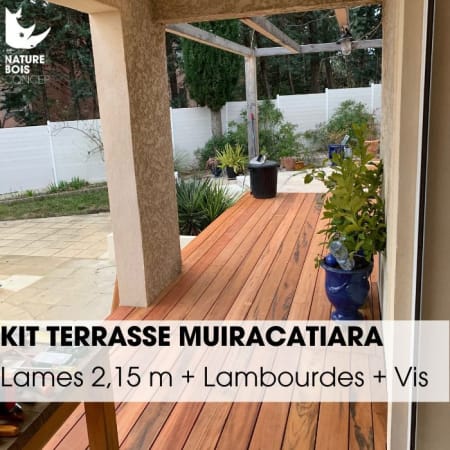 Kit terrasse complet - MUIRACATIARA / TIGER WOOD - Ep.21 mm x l.145 mm - L.2,15 m Kit terrasse complet - MUIRACATIARA / TIGER WOOD - Ep.21 mm x l.145 mm - L.2,15 m