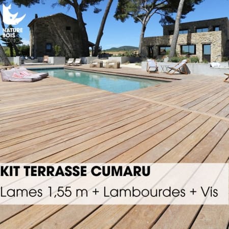 Kit terrasse complet - CUMARU - Ep.21 mm x l.145 mm - L.1,55 m Kit terrasse complet - CUMARU - Ep.21 mm x l.145 mm - L.1,55 m