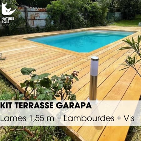 Kit terrasse complet - GARAPA - Ep.21 mm x l.145 mm - L.1,55 m Kit terrasse complet - GARAPA - Ep.21 mm x l.145 mm - L.1,55 m
