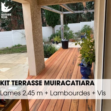 Kit terrasse complet - MUIRACATIARA / TIGER WOOD - Ep.21 mm x l.145 mm - L.2,45 m Kit terrasse complet - MUIRACATIARA / TIGER WOOD - Ep.21 mm x l.145 mm - L.2,45 m