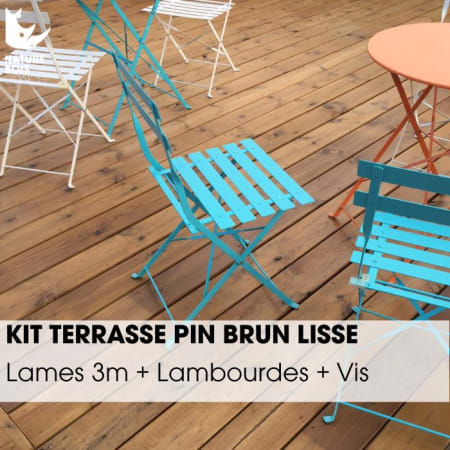 Kit terrasse complet - PIN BRUN - AB LISSE - Ep.20 mm x l.120 mm - L.3 m Kit terrasse complet - PIN BRUN - AB LISSE - Ep.20 mm x l.120 mm - L.3 m