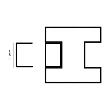 Poteau aluminium NOIR - Extr&eacute;mit&eacute; - Cl&ocirc;ture Palissade - 70 x 70 x 2700 mm - Rainure 30 mm - sch&eacute;ma