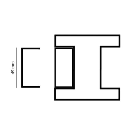 Poteau aluminium NOIR - Extr&eacute;mit&eacute; - Cl&ocirc;ture Palissade - 70 x 70 x 2700 mm - Rainure 49 mm - Sch&eacute;ma