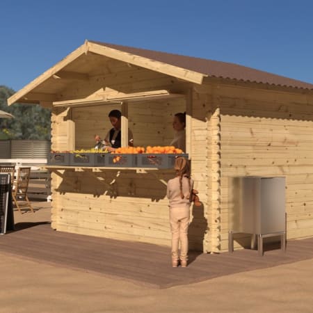 Kiosque de vente - 348x248x258 cm - 7.30 m² en situation Kiosque de vente - 348x248x258 cm - 7.30 m² en situation