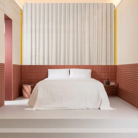 Panneau de rev&ecirc;tement mural 3D - W218 QUILT - L.2000 mm x l.250 mm x &Eacute;p.23 mm - ORAC image en situation chambre