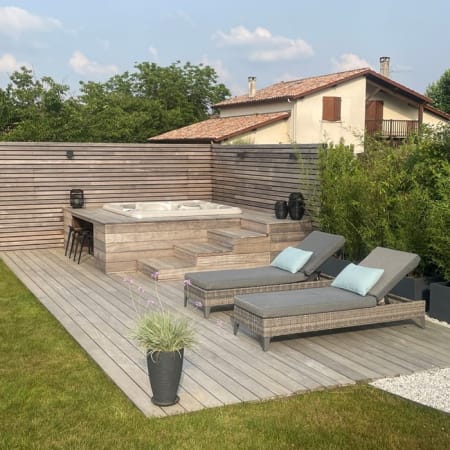 Kit terrasse complet - PADOUK - Ep.21 mm x l.120 mm - L.1,80 m - &Agrave; partir de 10 m&sup2;