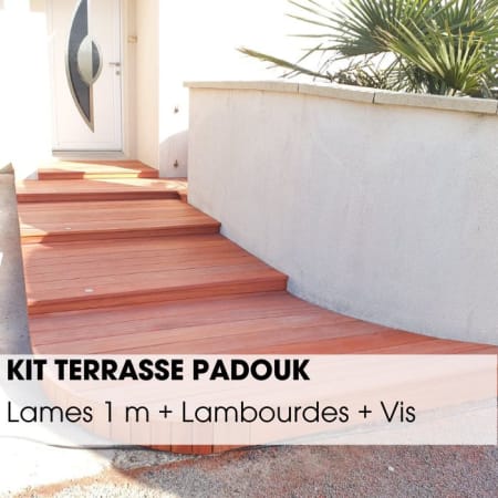 Kit terrasse complet - PADOUK - Ep.21 mm x l.145 mm - L.1 m - &Agrave; partir de 10 m&sup2;
