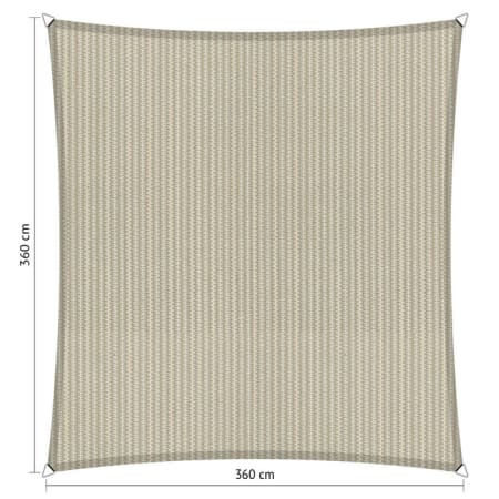 Voile d'ombrage perm&eacute;able - Carr&eacute;e - 3,6 x 3,6 m - Shadow Comfort
