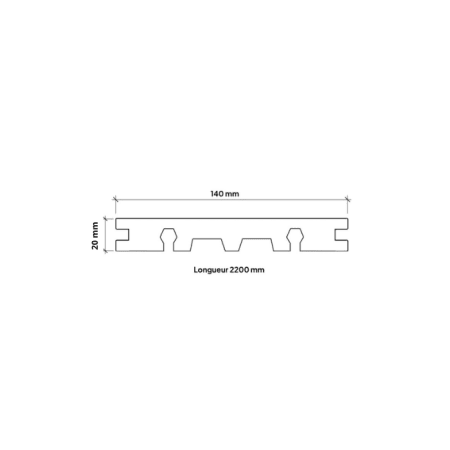 Lame terrasse composite Supradeck - Glory Antike - Ep.20 mm / l.140 mm / L.2,2 m profil
