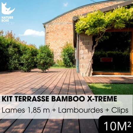 Kit terrasse complet - MOSO&reg; BAMBOO X-TREME Satur&eacute;e - Ep.20 mm x l.155 mm - L.1,85 m - &Agrave; partir de 10 m&sup2; - 10 m&sup2;