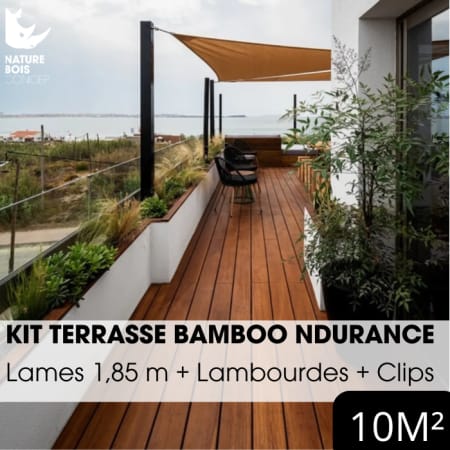 Kit terrasse complet - MOSO&reg; BAMBOO NDURANCE - Ep.20 mm x l.155 mm - L.1,85 m - &Agrave; partir de 10 m&sup2; - 10 m&sup2;
