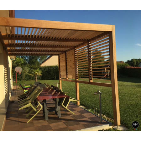 PACK BOIS THT - Lames bois Ayous THT + M&eacute;canisme noir 20 mm - pour pergola bioclimatique - SAM Kit en situation3