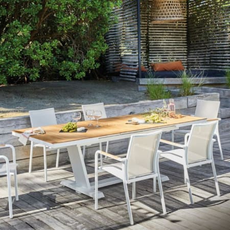 Table de jardin extensible aluminium - Amber - L.180/240 x l.100 cm - 8/10 personnes