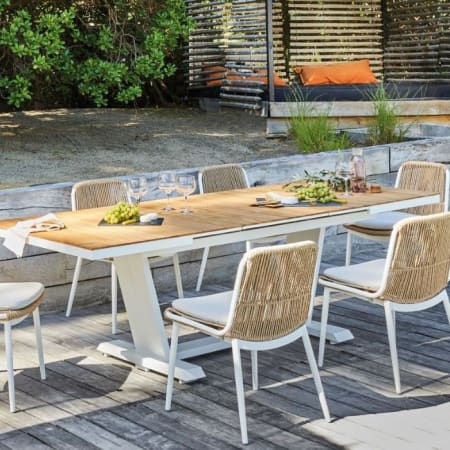 Table de jardin extensible aluminium - Amber - L.180/240 x l.100 cm - 8/10 personnes