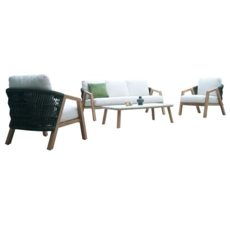 Salon bas de jardin (1 canap&eacute; + 2 fauteuils + 1 table basse rectangulaire) - Batz